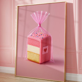 Pink Cake Art Print, Niedliche Pasta Wall Bäckerei Poster