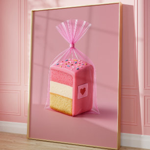 Pink Cake Art Print, Niedliche Pasta Wall Bäckerei Poster