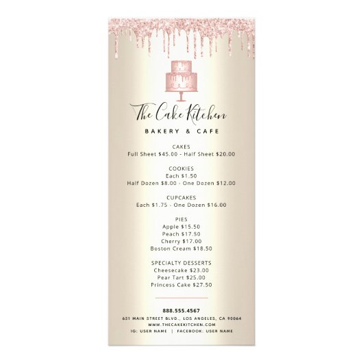 Pink Cake Bakery Glitter Pastry Werbekarte (Vorne)