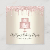 Pink Cake Bakery Gold Glitzer Tropfen Dessert Gold Quadratische Visitenkarte (Vorderseite)