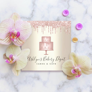 Pink Cake Bakery Gold Glitzer Tropfen Dessert Gold Quadratische Visitenkarte