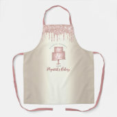 Pink Cake Bakery Koch Glitzer Tropfen Script Gold Schürze (Vorderseite)