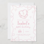 Pink Cake Bow Birthday Einladung (Vorderseite)