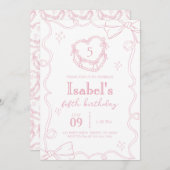 Pink Cake Bow Birthday Einladung (Vorne/Hinten)