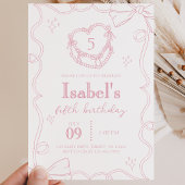 Pink Cake Bow Birthday Einladung
