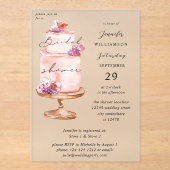 Pink Cake Brautparty Acryleinladungen (Vorderseite)