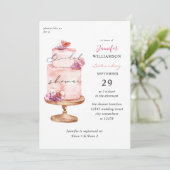 Pink Cake Brautparty Einladung (Stehend Vorderseite)