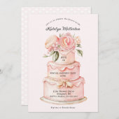 Pink Cake Brautparty Einladung (Vorne/Hinten)