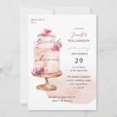 Pink Cake Brautparty w Pink Einladung (Vorderseite)