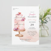 Pink Cake Brautparty w Pink Einladung (Stehend Vorderseite)