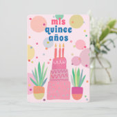 Pink Cake Bubbles Whimsical QUINCEANERA Custom Einladung (Stehend Vorderseite)