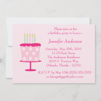 Pink Cake Candles Geburtstagsparty Einladung