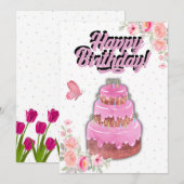 Pink Cake Geburtstagskarte Feiertagskarte (Vorne/Hinten)