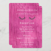 Pink Cake Glitzy Black Glitzern Eyelashes Geburtst Einladung (Vorne/Hinten)