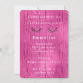 Pink Cake Glitzy Black Glitzern Eyelashes Geburtst Einladung (Vorderseite)