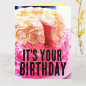 PINK CAKE HAPPY BIRTHDAY THICK ZUCKERGUSS BIG CARD KARTE (Gelbe Blume)