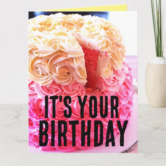 PINK CAKE HAPPY BIRTHDAY THICK ZUCKERGUSS BIG CARD KARTE (Vorderseite)