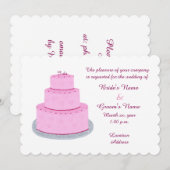 Pink Cake Hearts Custom Wedding Invitations Einladung (Vorne/Hinten)
