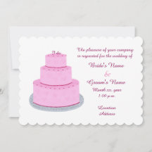 Pink Cake Hearts Custom Wedding Invitations