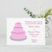 Pink Cake Hearts Custom Wedding Invitations Einladung (Stehend Vorderseite)