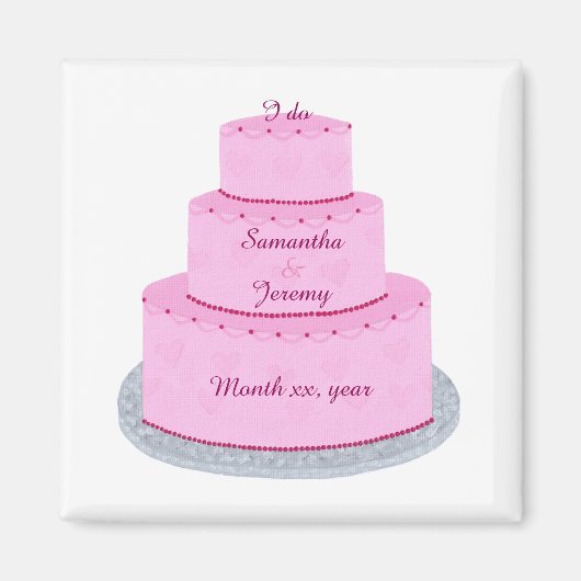 Pink Cake Hearts Personalisiert Rett Date Magnete Magnet (Vorne)