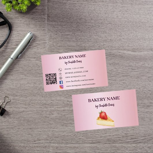 Pink cake Konditorei QR-Code Visitenkarte