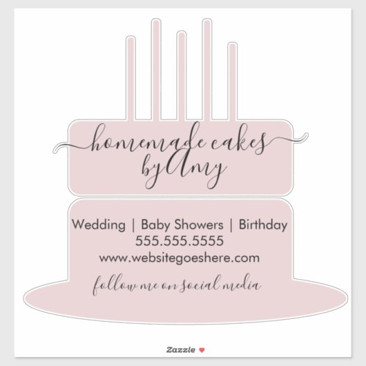 Pink Cake Logo Bakery Business Marketing Car Decal Aufkleber (Blatt)