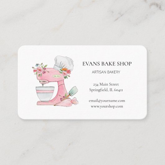 Pink Cake Mixer Logo Backen Visitenkarte (Vorderseite)