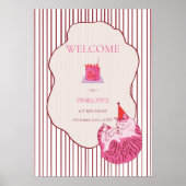 Pink Cake One Silly Cat 1st Birthday Welcome Poster (Vorne)
