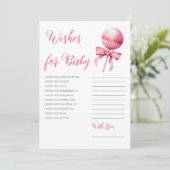 Pink Cake Pop Girl Baby Shower Wishes for Baby Einladung (Stehend Vorderseite)