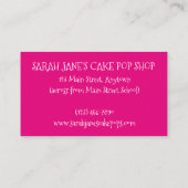 Pink Cake Pops Bäckerei Backshop Backwaren Lebensm Visitenkarte (Rückseite)