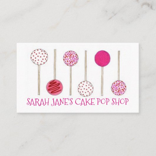 Pink Cake Pops Bäckerei Backshop Backwaren Lebensm Visitenkarte (Vorderseite)