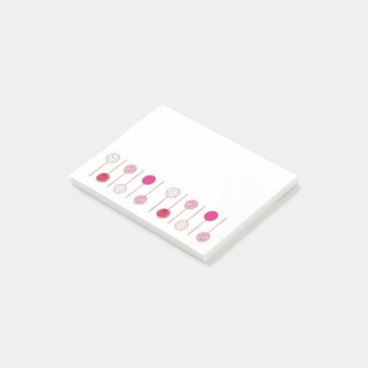 Pink Cake Pops Feinschmecker Dessert Liebe Bäckere Post-it Klebezettel (angewinkelt)