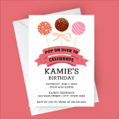 Pink Cake Pops Geburtstagsparty Einladung
