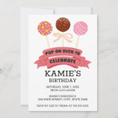 Pink Cake Pops Geburtstagsparty Einladung (Vorderseite)