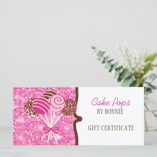 Pink Cake Pops: Geschenkgutschein (Stehend Vorderseite)