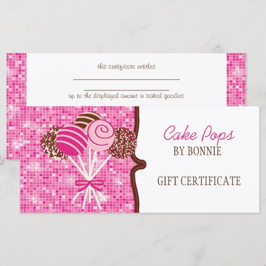 Pink Cake Pops: Geschenkgutschein (Vorne/Hinten)