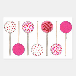 Pink Cake Pops Valentine Valentinstag Feinschmecke Rechteckiger Aufkleber