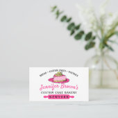 Pink Cake Slice Geschmackvolle Konditorei Visitenkarte (Stehend Vorderseite)