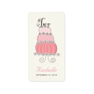 Pink Cake Two Baby Girl 2. Geburtstag Party Labels Adressaufkleber