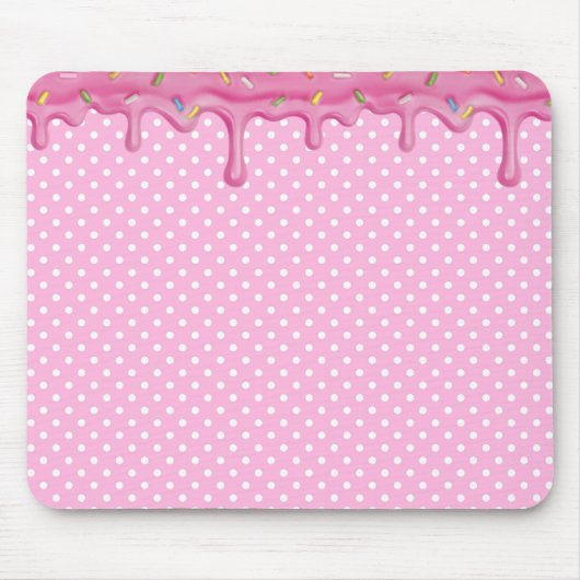 Pink Cake Zuckerguss auf Polka Docks Mousepad (Vorne)