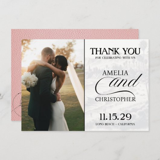 Pink California Passport Dankeskarte (Vorne/Hinten)