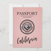 Pink California Passport Save the Date (Vorderseite)