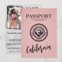 Pink California Passport Save the Date