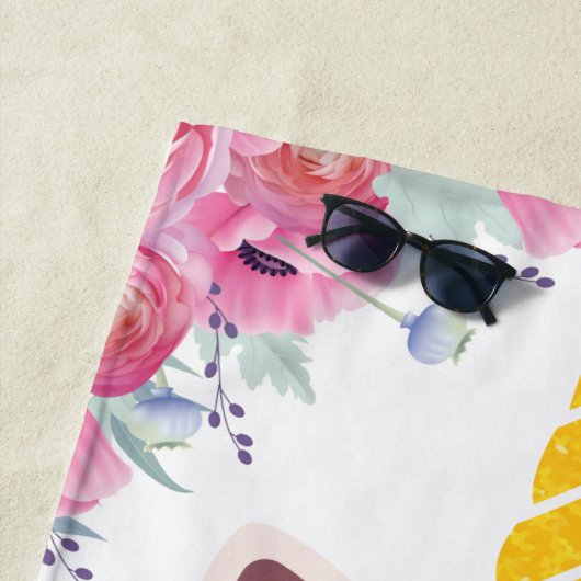 Pink California Poppies Floral Unicorn Kopf Strandtuch (Beispiel)