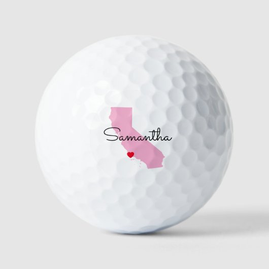 Pink California Shape Red Heart Golfball (Vorderseite)