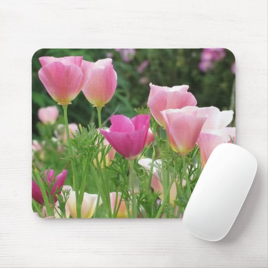 Pink Californian Poppies Mousepad (Mit Mouse)