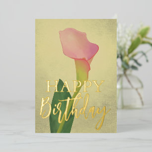 Pink Calla Lilien Glücklich Geburtstag Folien Feiertagskarte