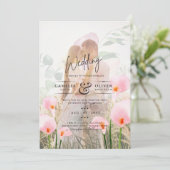 PINK CALLA LILILIES FOTO OVERLAY WEDING EINLADUNG (Stehend Vorderseite)
