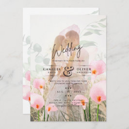 PINK CALLA LILILIES FOTO OVERLAY WEDING EINLADUNG